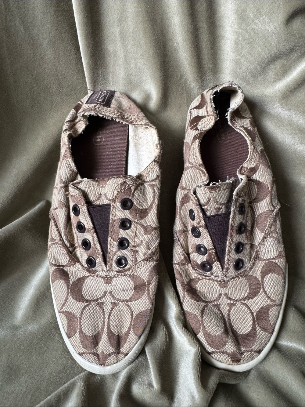 Coach Women Signature Canvas Slip-On Sneakers in Brown